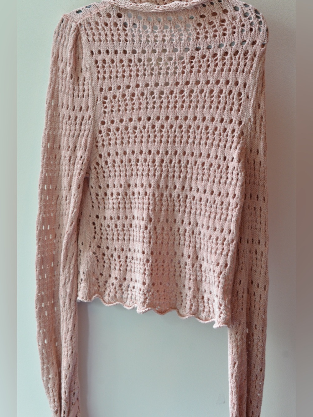 Free People, Blush Open Knit Collared Sweater XS P2P 19” | 512. No ribbons - Picture 5 of 5